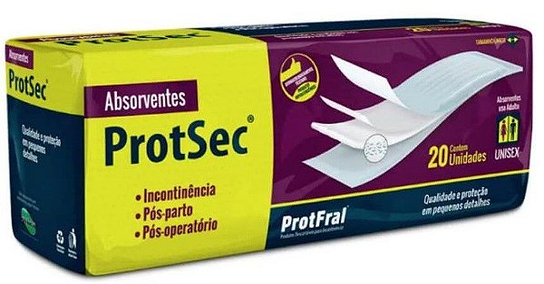 ABSORVENTE USO ADULTO PROTSEC TAM ÚNICO C/ 20 UNIDADES