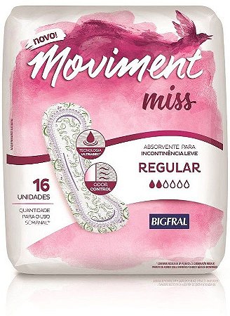 ABSORVENTE MOVIMENT MISS REGULAR C/16 UNIDADES