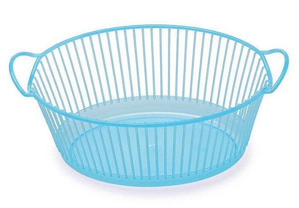 CESTA OVAL TRANSLUCIDA ADOLETA BEBÊ 25 LITROS AZUL BEBÊ TRANSLUCIDO