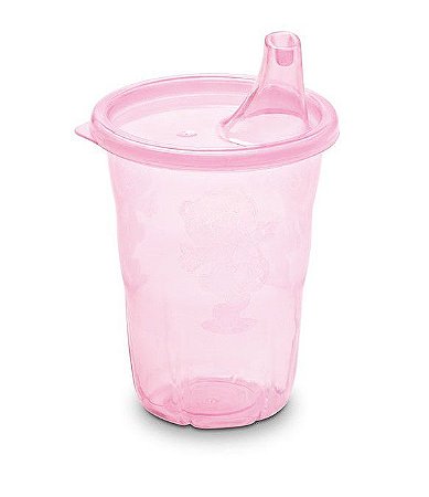 COPO C/ BICO ADOLETA BEBÊ 350ML ROSA BEBÊ TRANSLÚCIDO