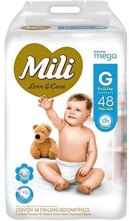 FRALDA MILI LOVE & CARE MEGA G C/48 UNIDADES