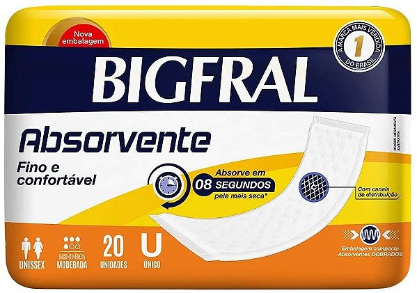 ABSORVENTE BIGFRAL UNISSEX ÚNICO C/20 UNIDADES