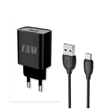 Carregador Completo 1 Entrada USB 2.1A x V8 com Cabo 1.2m FKT-1208 - FAM