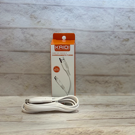 Cabo V8 para USB Branco - Kaidi