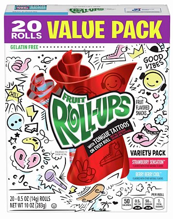 Fruit Roll-Ups Fruit Flavored Snakcs Variety Pack - 20 unidades