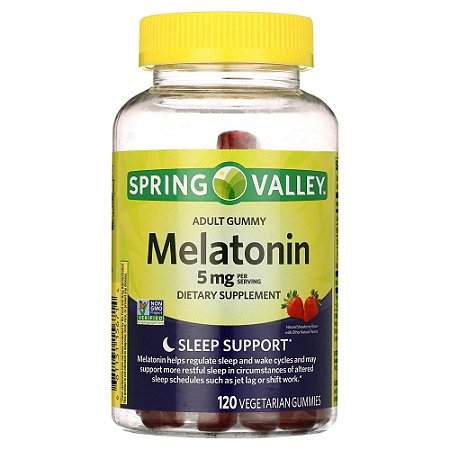 Spring Valley Non GMO Melatonin Dietary Supplement Gummies, Strawberry, 5 mg