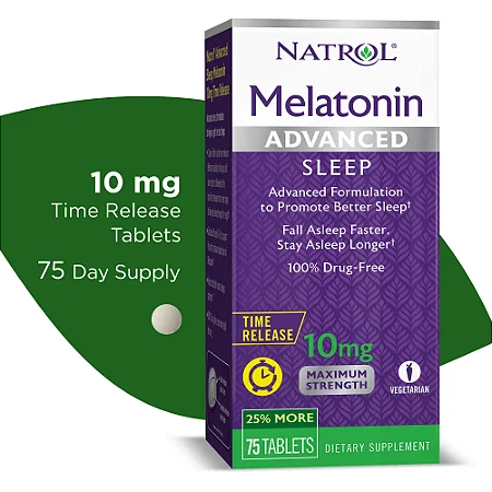 Natrol Melatonin Advanced Sleep Aid Time Release Tablets, Drug-Free