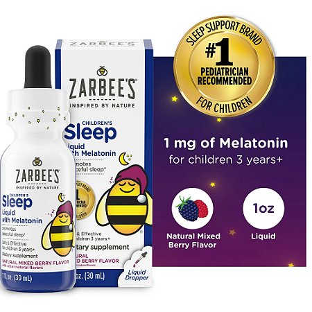 Zarbee’s Kids Sleep Liquid - Melatonin, Non-Habit Forming, Berry 30ml