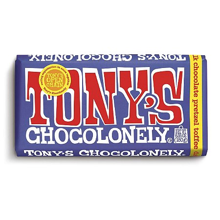 Tony's Chocolonely Dark Milk Chocolate Bar with Pretzel and Toffee