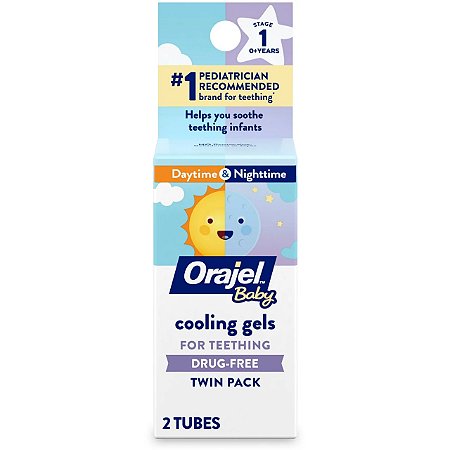 Orajel Baby Teething Cooling Gels, Drug-Free Relief for Painful Gums, Day & Night