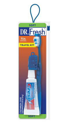Dr. Fresh Oral Care Toothbrush Travel Kit with Cap & Toothpaste
