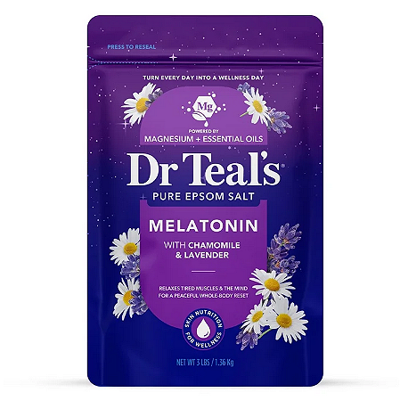 Dr Teal's Epsom Salt Magnesium Soak, Sleep Blend with Melatonin, Lavender & Chamomile