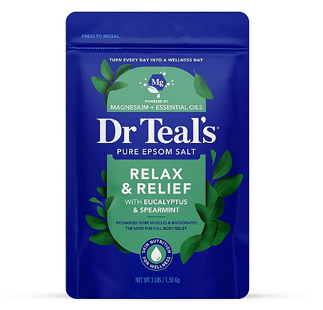 Dr Teal's Epsom Salt Magnesium Soak, Relax & Relief with Eucalyptus & Spearmint