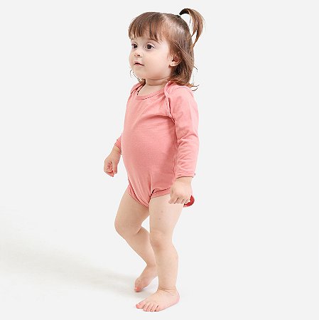 GUARDIÃO CO- BODY BEBÊ MANGA LONGA- TAMANHO G- 100% ALGODÃO- ROSA BEBÊ