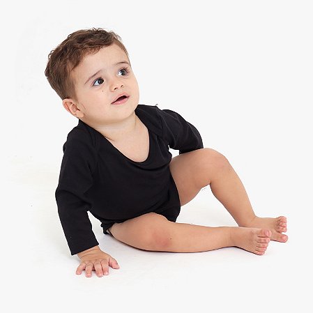 GUARDIÃO CO- BODY BEBÊ MANGA LONGA- TAMANHO RN- 100% ALGODÃO- PRETO