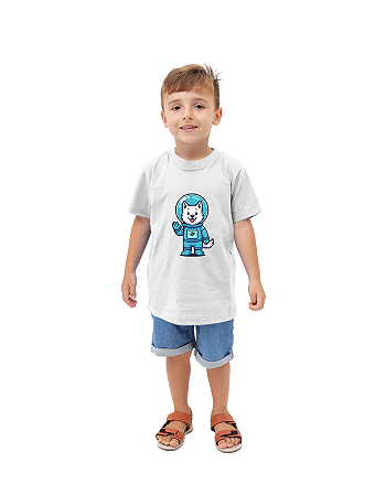CAMISETA T-SHIRT INFÂNTIL ASTRONAUTA ZUZU- TAMANHO 04- 100% ALGODÃO 30.1- BRANCO