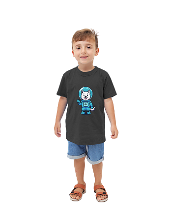 CAMISETA T-SHIRT INFÂNTIL ASTRONAUTA ZUZU- TAMANHO 06- 100% ALGODÃO 30.1- GRAFITE