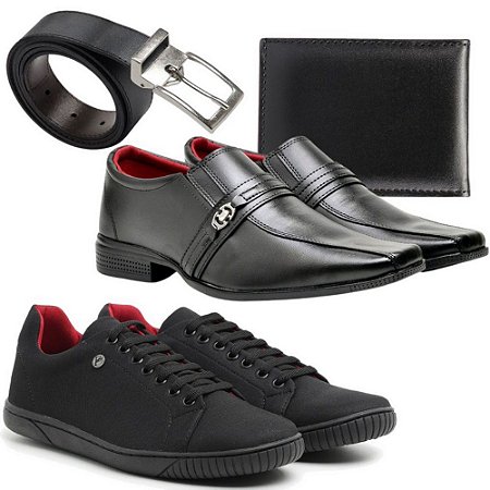 kit Sapato social e sapatenis Casual Masculino + carteira e cinto