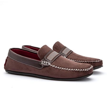 Mocassim Casual Masculino de Camurça Café