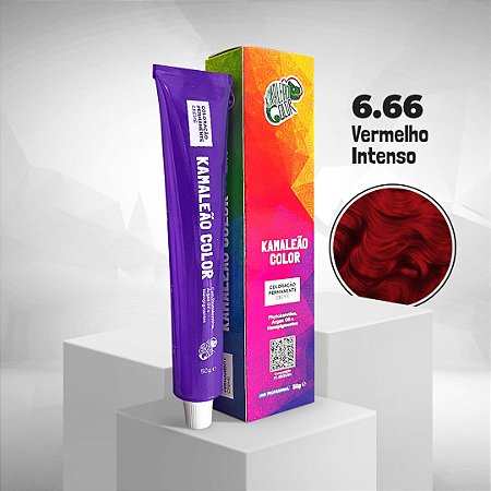 Tinta Permanente Oxidativa Vegana Vermelho Intenso 6.66 Kamaleão Color 50g