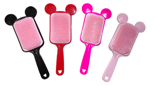 Escova Raquete com orelhas cerdas flexíveis para desembaraçar os cabelos (uma unidade)