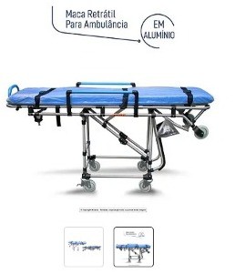 Maca Retrátil em Alumínio para Ambulatório/ambulância Obeso (180 X70) 300KG