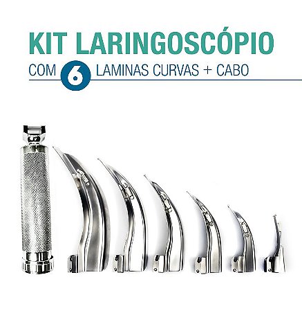 Kit Laringoscópio Curva 6 Lâminas  (0,1,2,3,4,5)