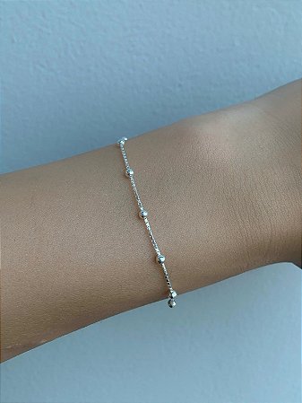 Pulseira de prata mini bolinhas