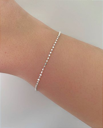 Pulseira de prata bolinha diamantada