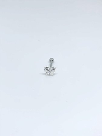 Piercing de prata tragus com borboleta de zircônias