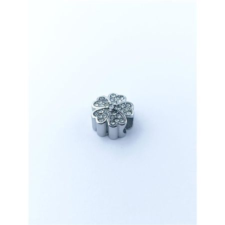 Berloque de aço passante flor com zircônia