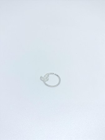 Piercing de prata aro folhinha com zircônias