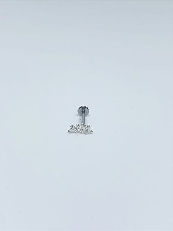Piercing de prata folhinha
