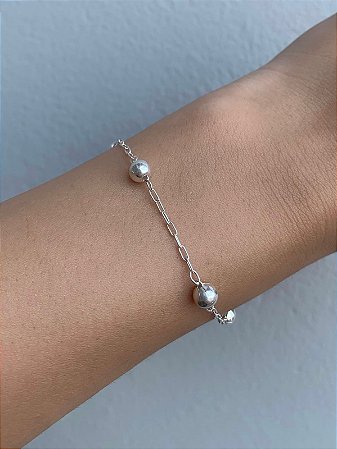 Pulseira de prata bolinhas