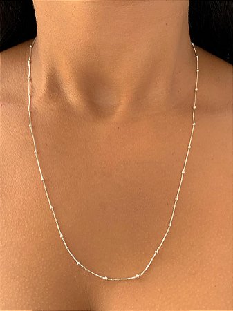 Colar de prata corrente com bolinhas