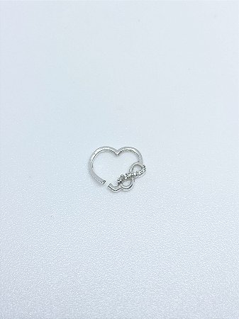 Piercing de prata coração com infinito cravejado (lado esquerdo)