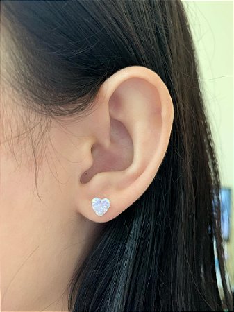 Brinco de prata coração de zircônia 6mm