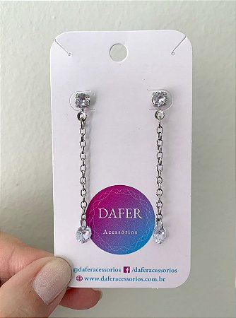 Brinco de aço duas zircônias com corrente