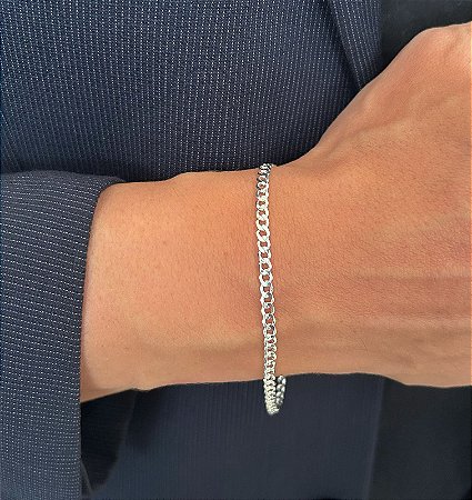 Pulseira de prata masculina groumet
