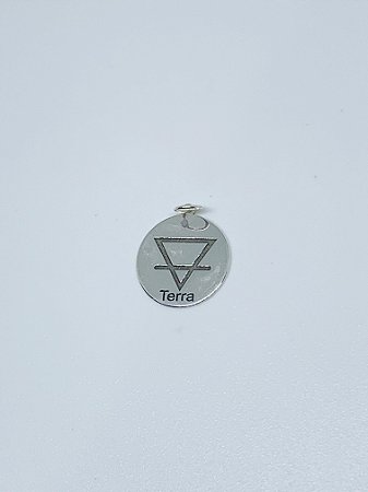 Pingente de prata medalha elemento terra