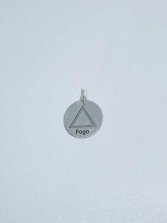 Pingente de prata medalha elemento fogo