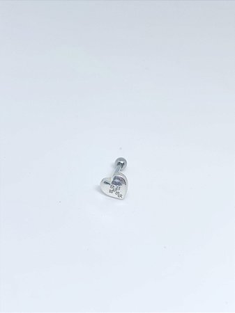 Piercing de prata coração com cruz cravejada tragus/helix