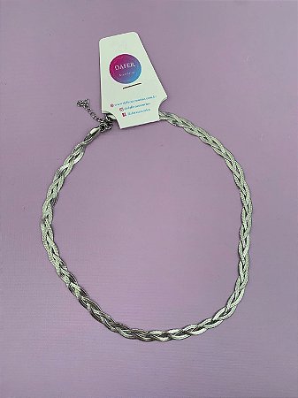 Colar de aço choker trançada 3 fios