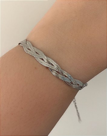 Pulseira de aço trançada 3 fios