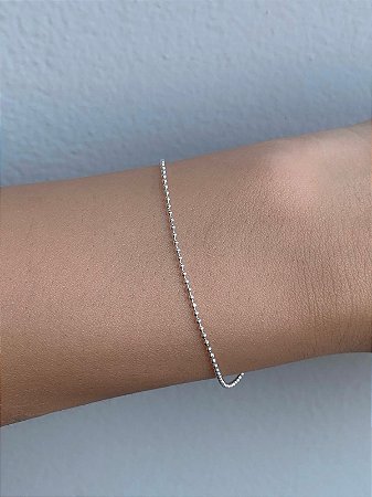 Pulseira de prata bolinhas diamantadas