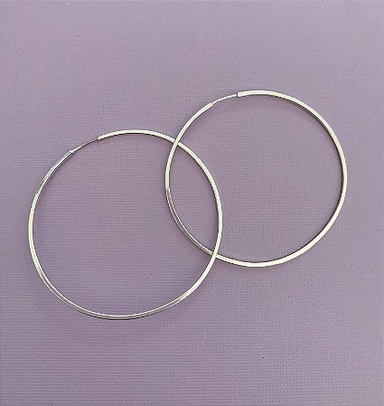 Brinco de prata argola simples 50mm