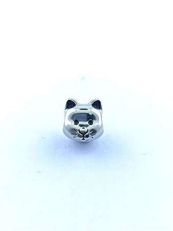 Berloque de aço rosto gatinho passante