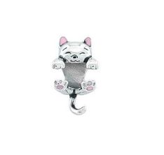 Berloque de aço inoxidável gatinho orelha rosa