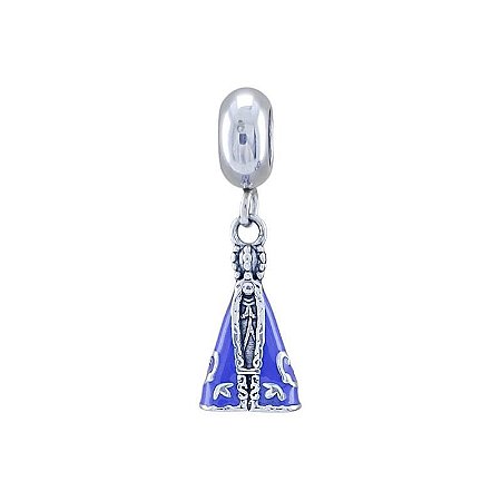 Berloque de aço nossa senhora aparecida azul