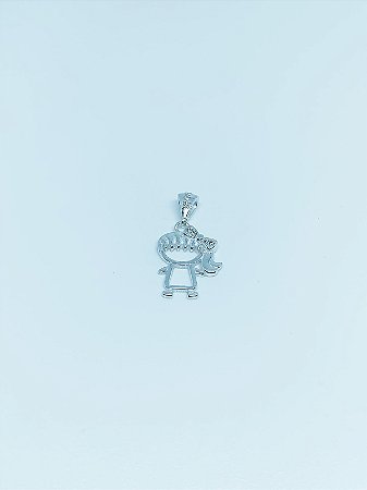 Pingente de prata menina cabelo de lado